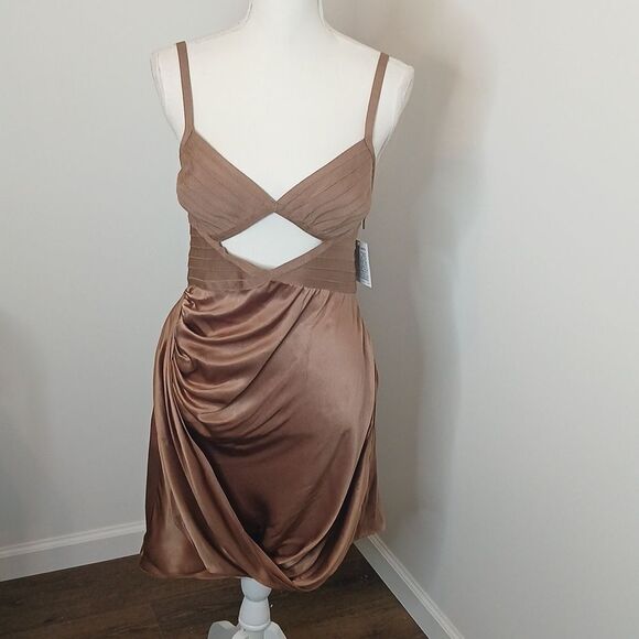Herve Leger Draped Silk Cut Out Mini Dress NWT Size 8 - Picture 3 of 11